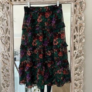 Floral Chiffon Midi Skirt - Multicolor